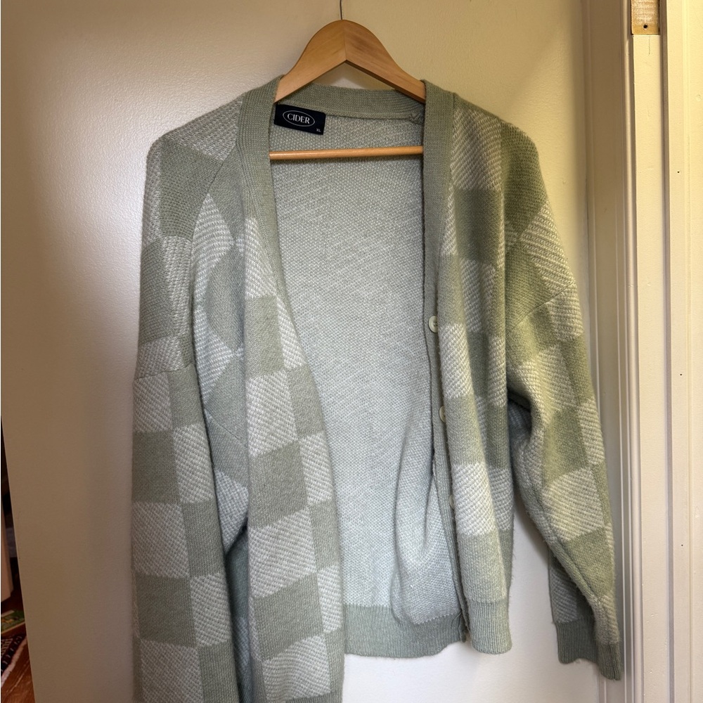 GAP Women's Green Checkered Sweater